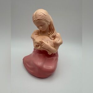 Vintage Avon girl holding a cat “Dear Friends” cologne decanter Bird of Paradise